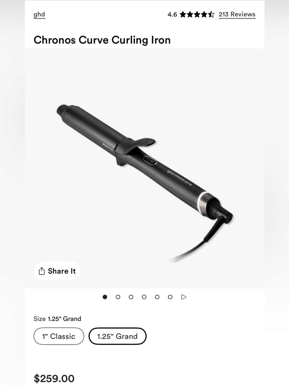 ghd Chronos Curve Curling Iron - Black